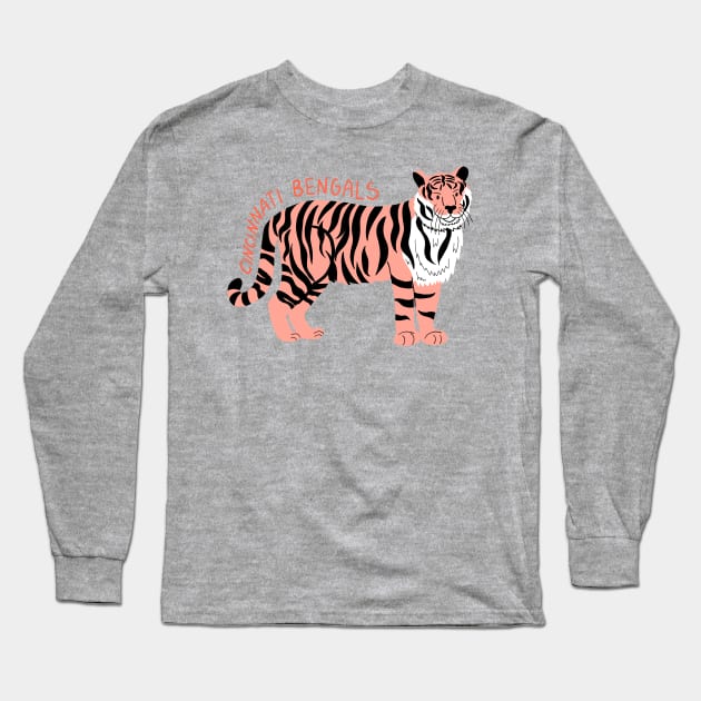 Cincinnati Bengals Football Tiger Long Sleeve T-Shirt by Moon Ink Design